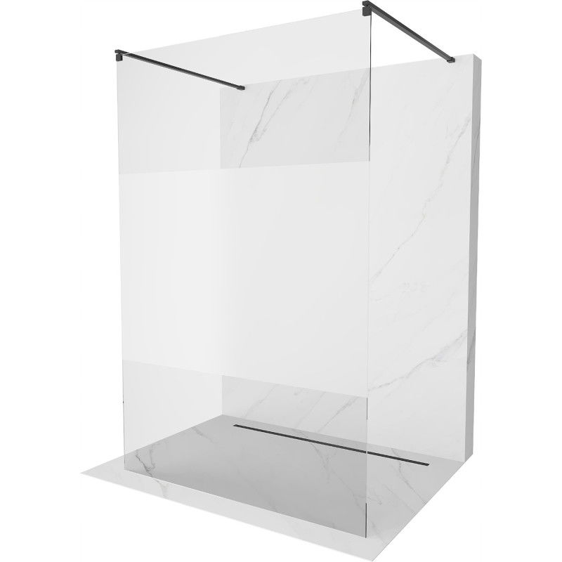 Mexen Kioto paroi de douche autoportante 140 x 200 cm, transparent/Gelée 8 mm, Noir - 800-140-002-70-35