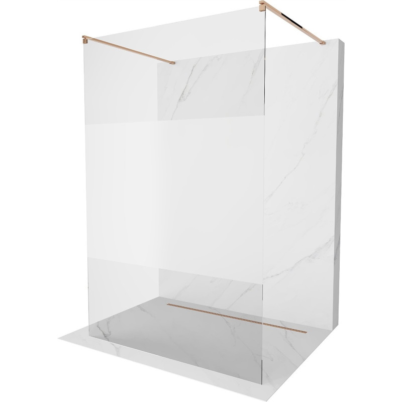 Mexen Kioto paroi de douche autoportante 140 x 200 cm, transparent/givré 8 mm, or rose - 800-140-002-60-35