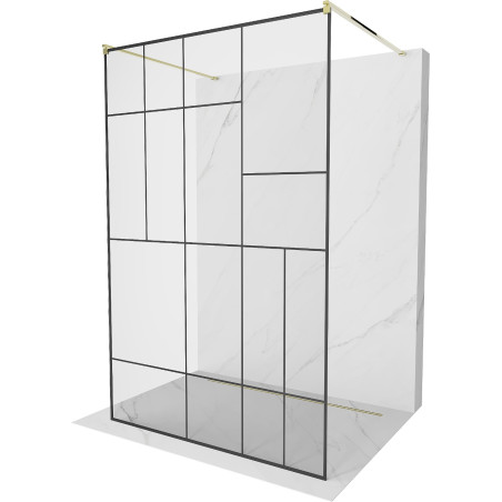 Mexen Kioto paroi de douche autoportante 120 x 200 cm, motif noir 8 mm, doré - 800-120-002-50-78