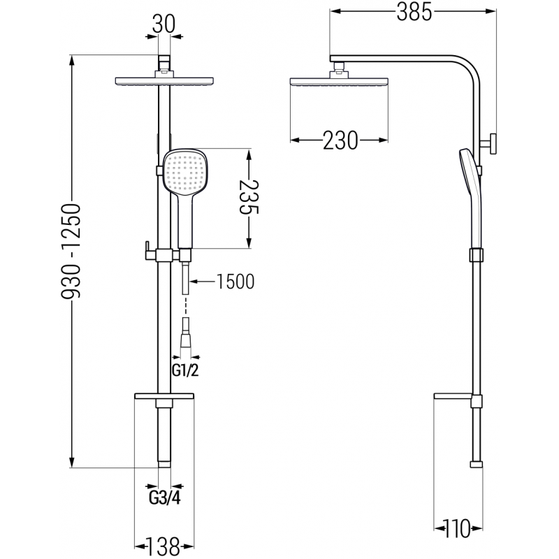 Mexen Q33 colonne de douche, blanc/chrome - 798333395-21