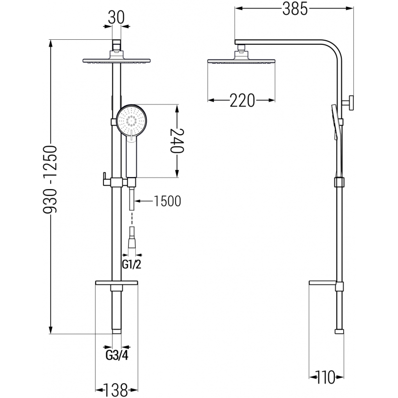 Mexen Q40 colonne de douche, chrome - 798404095-00