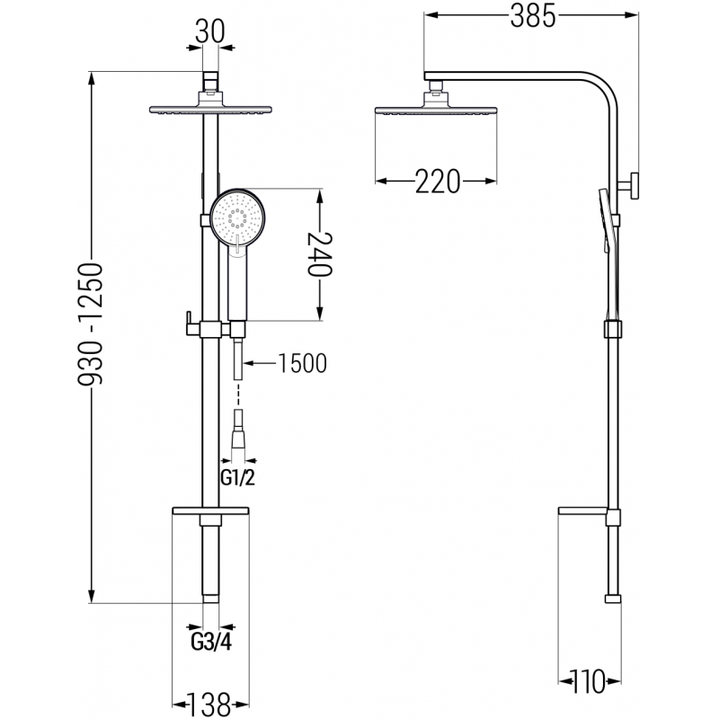 Mexen Q40 colonne de douche, or rose - 798404095-60