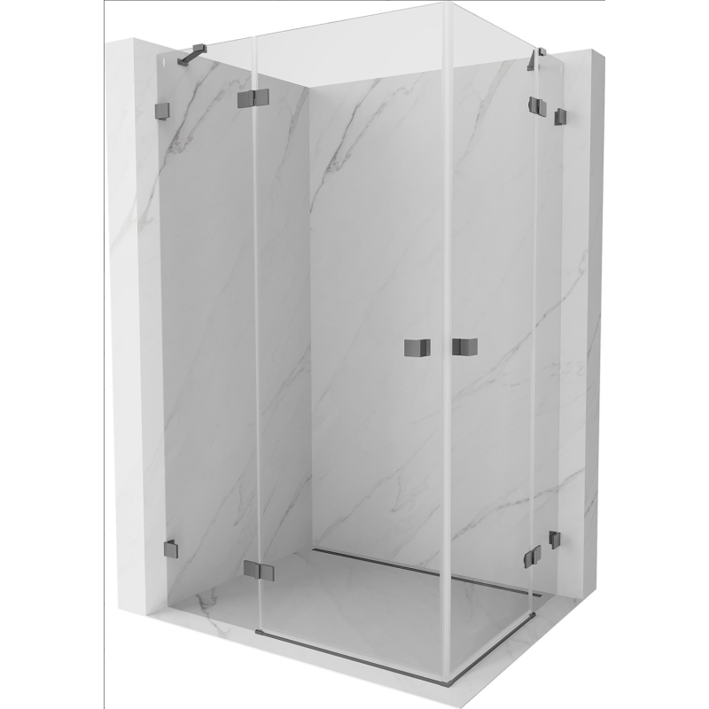Mexen Lunar Duo cabine de douche pivotante gauche 120 x 110 cm, transparent, métal gun - 834-120L-110P-95-00