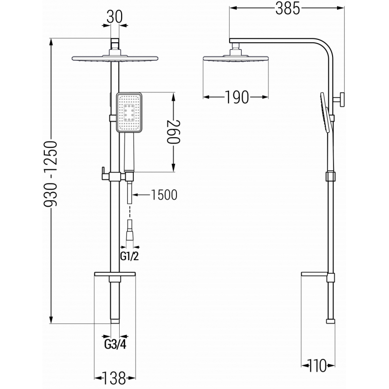 Mexen Q54 colonne de douche, blanche/chrome - 798545495-21