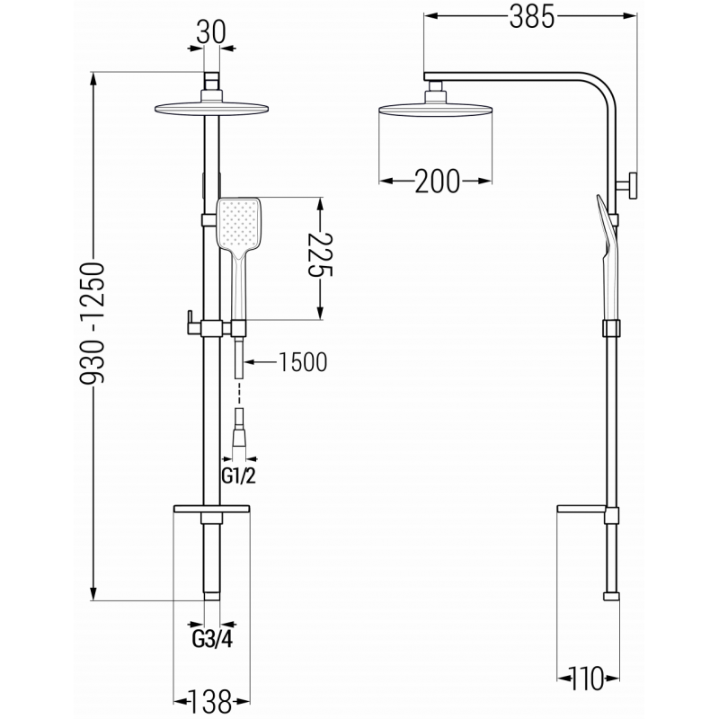 Mexen Q62 colonne de douche, or rose - 798626295-60