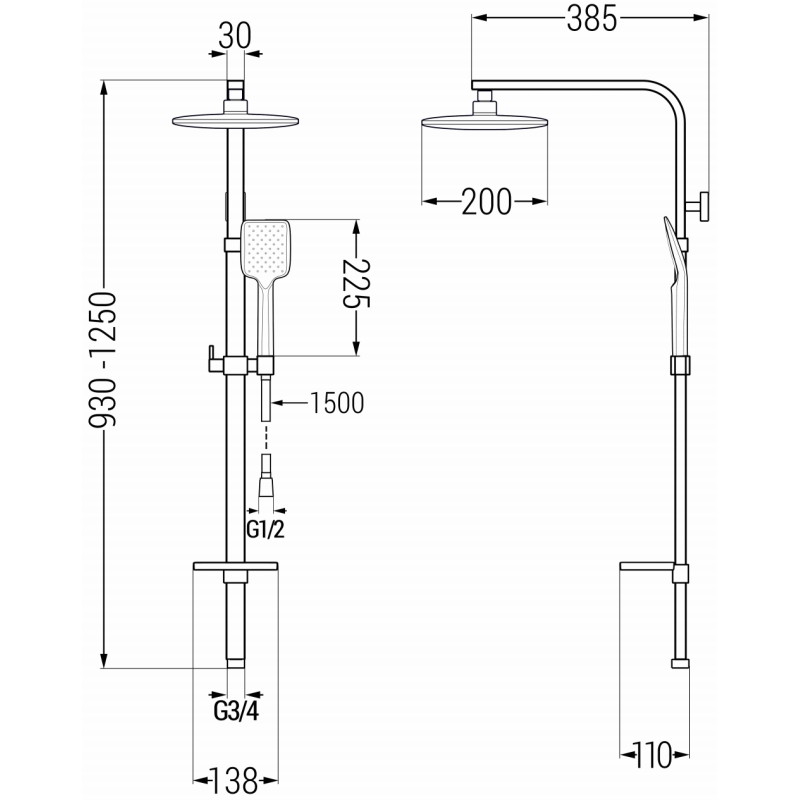Mexen Q62 colonne de douche, gris canon brossé - 798626295-66