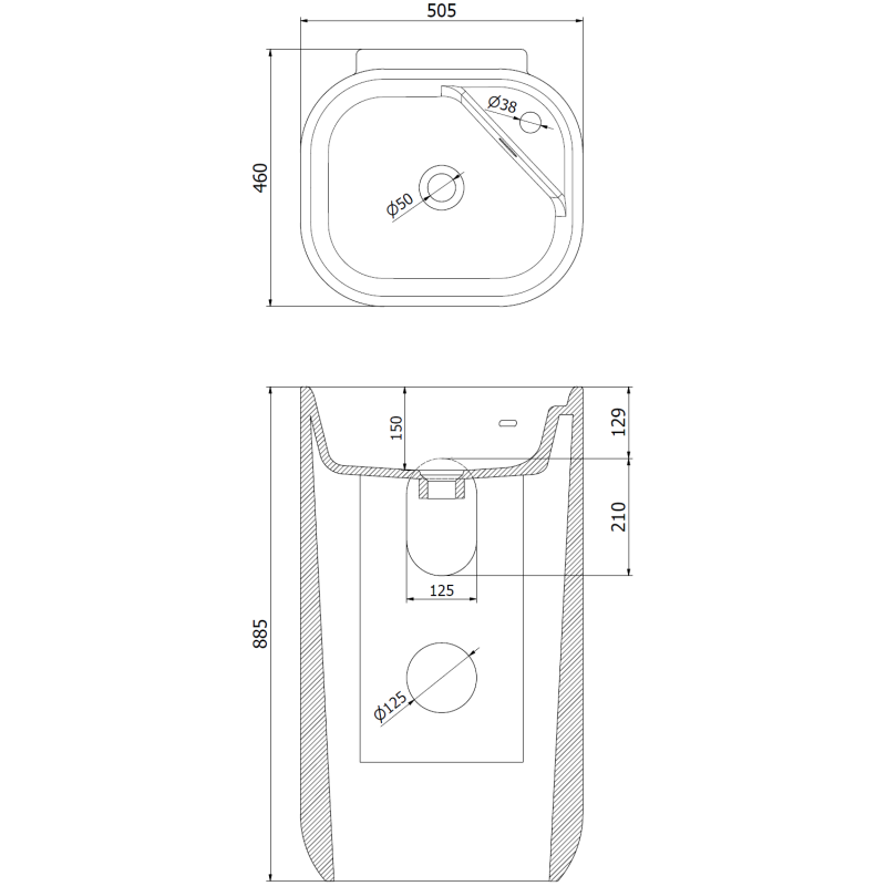 Mexen Irma lavabo autoportant 50 x 46 cm, blanc - 26145100
