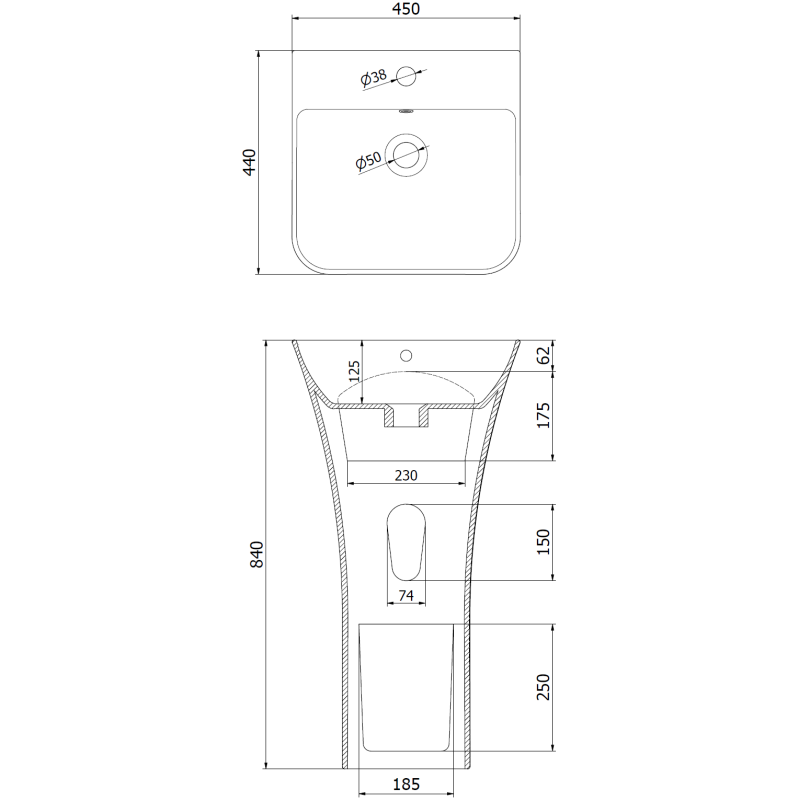 Mexen Nel lavabo autoportant 45 x 44 cm, blanc - 26134500