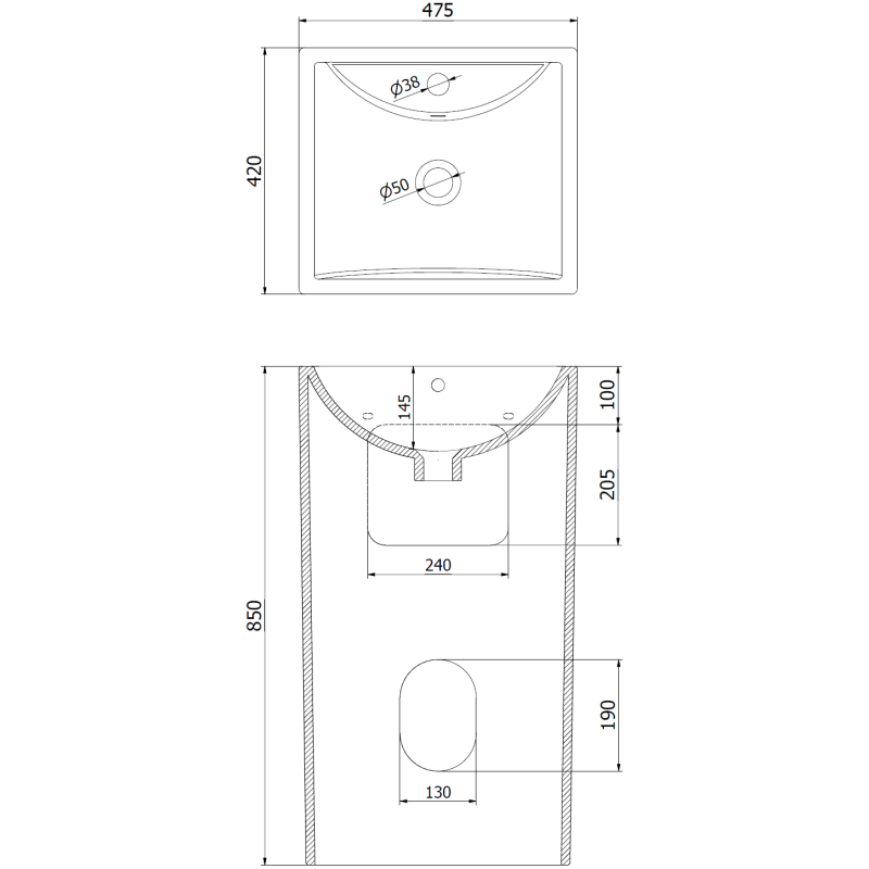 Mexen Oda lavabo autoportant 47 x 42 cm, blanc - 26124700