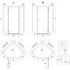 Mexen Lunar L cabine de douche pentagonale pivotante gauche 100 x 100 cm, transparent, noir - 831L-100L-100P-70-00-L