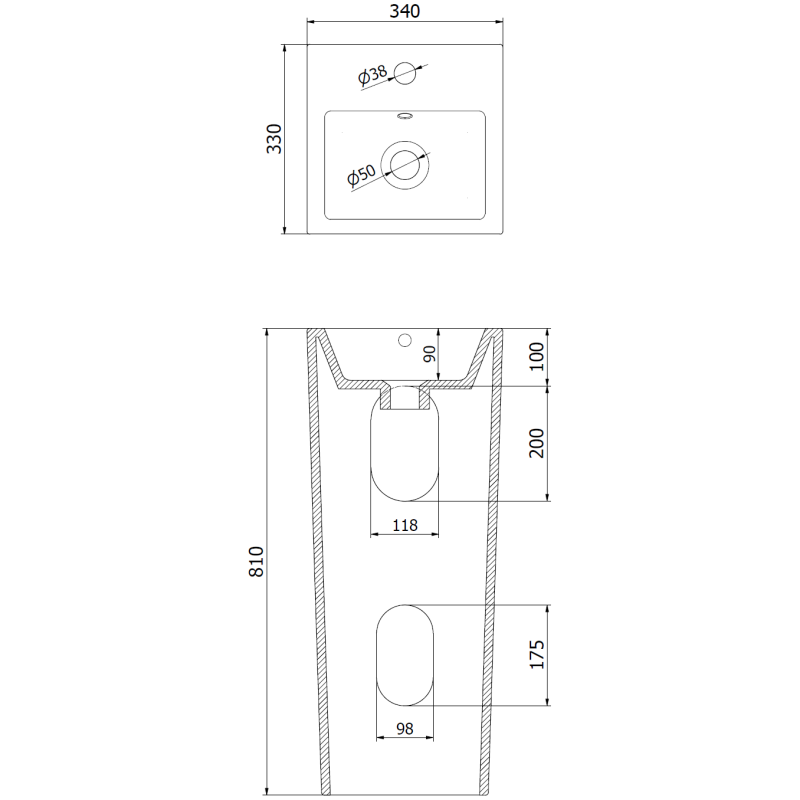 Mexen Sira lavabo autoportant 34 x 33 cm, blanc - 26023300
