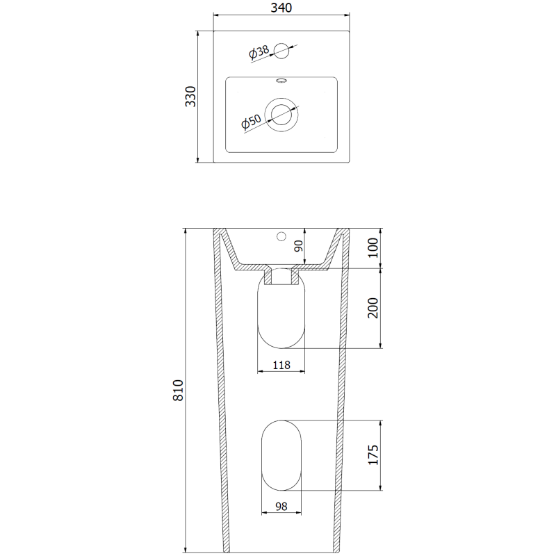 Mexen Sira lavabo autoportant 34 x 33 cm, noir mat - 26023370