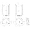 Mexen Lunar L cabine de douche demi-circulaire pivotante 70 x 70 cm, transparent, noir - 833L-070L-070P-70-00