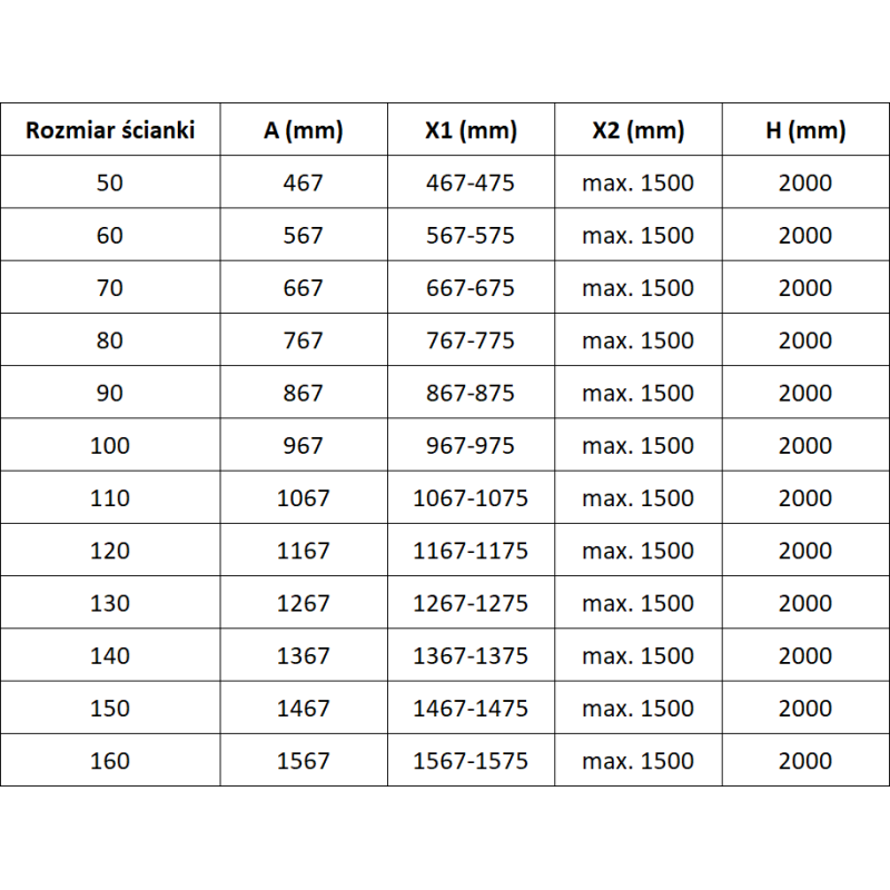 Mexen Lunar Paroi de douche Walk-in gauche 100 x 200 cm, transparent 8 mm, blanche - 830-100-000-20-00-L