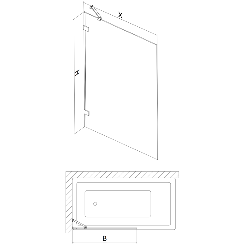 Mexen Lunar paroi de baignoire à 1 vantail 90 x 150 cm, transparent, doré brossé - 897-090-000-55-00