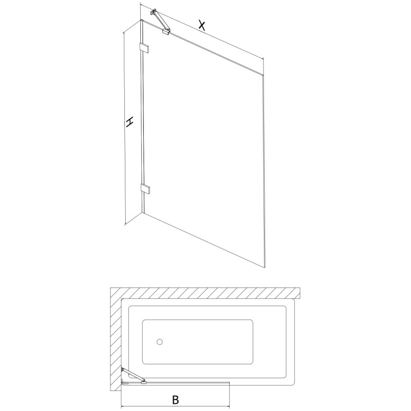 Mexen Lunar paroi de douche à 1 battant 50 x 150 cm, transparent, gris pistolet brossé - 897-050-000-66-00