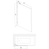 Paroi de bain Mexen Lunar 1 volet 80 x 150 cm, transparent, noir - 897-080-000-70-00