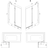 Paroi de baignoire pliante gauche Mexen Lunar 2 volets 130 x 150 cm, transparent, cuivre brossé - 897-130-100-65-00-L