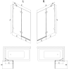Mexen Lunar paroi de douche à deux volets droit 130 x 150 cm, transparent, blanc - 897-130-100-20-00-P