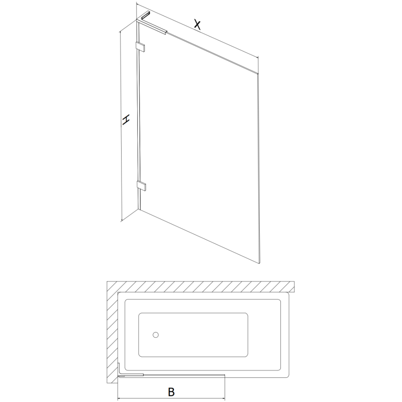Mexen Lunar L paroi de baignoire 1 panneau 70 x 150 cm, transparent, chrome - 897L-070-000-01-00