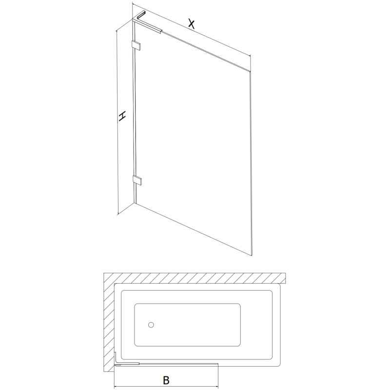 Mexen Lunar L paroi de baignoire 1 volet 100 x 150 cm, transparent, gris fusil brossé - 897L-100-000-66-00