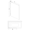Mexen Lunar L paroi de baignoire 1-volet 100 x 150 cm, transparent, noir - 897L-100-000-70-00
