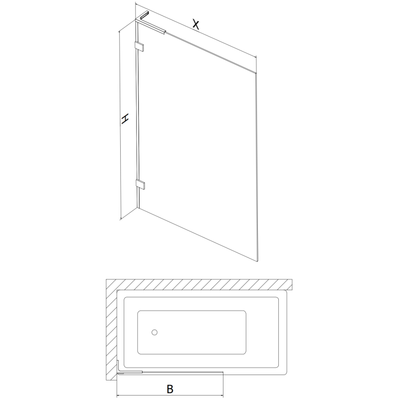 Mexen Lunar L paroi de baignoire 1-volet 60 x 150 cm, transparent, métal canon - 897L-060-000-95-00