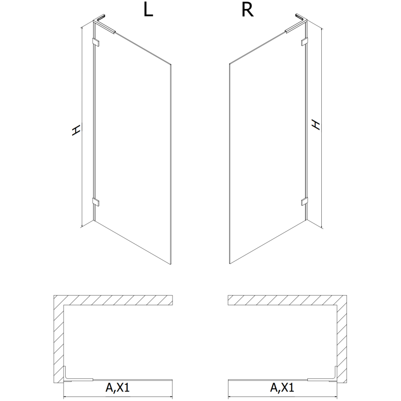 Mexen Lunar L paroi de douche Walk-in gauche 120 x 200 cm, transparent 8 mm, blanc - 830L-120-000-20-00-L