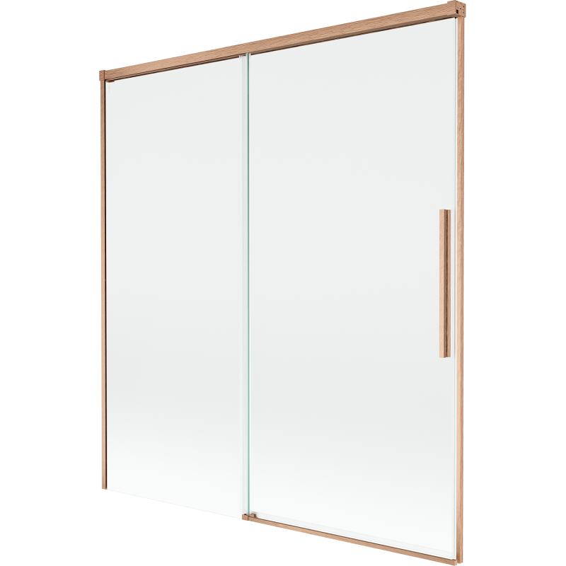 Mexen Rox paroi de baignoire à 2 volets coulissants 150 x 150 cm, transparent, cuivre brossé - 8C9-150-001-65-00