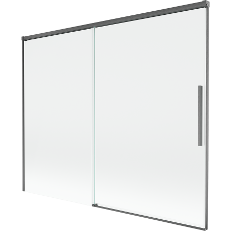 Mexen Rox paroi de baignoire à 2 volets coulissante 190 x 150 cm, transparent, gris canon brossé - 8C9-190-001-66-00