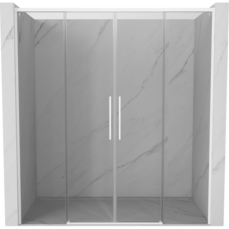 Mexen Rox Ensemble de portes de douche coulissantes 170 cm, transparentes, blanches - 8C2-170-002-20-00