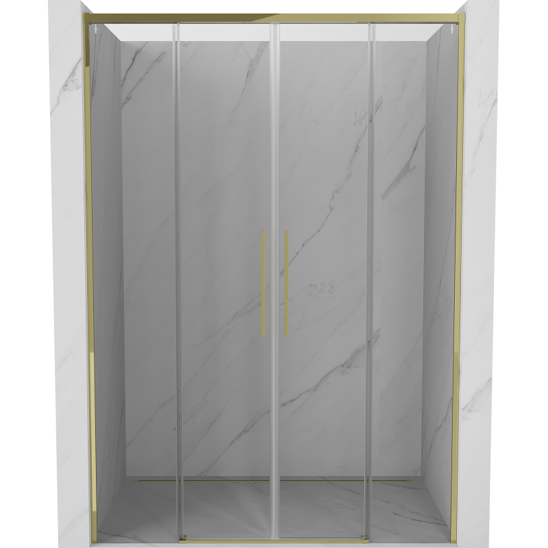 Mexen Rox Duo portes de douche coulissantes 160 cm, transparentes, dorées - 8C2-160-002-50-00