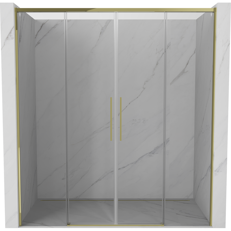 Mexen Rox Duo portes de douche coulissantes 190 cm, transparentes, dorées - 8C2-190-002-50-00