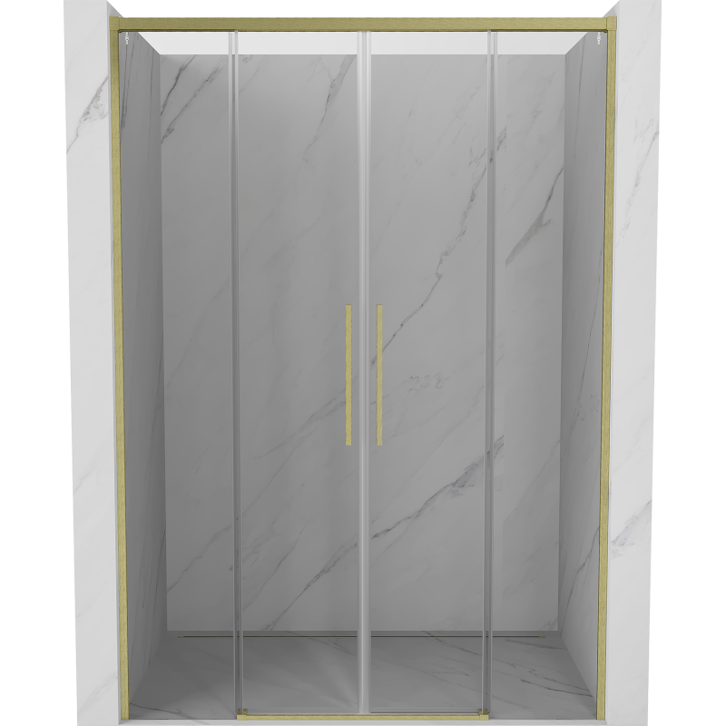 Mexen Rox Double porte de douche coulissante 140 cm, transparent, or brossé - 8C2-140-002-55-00