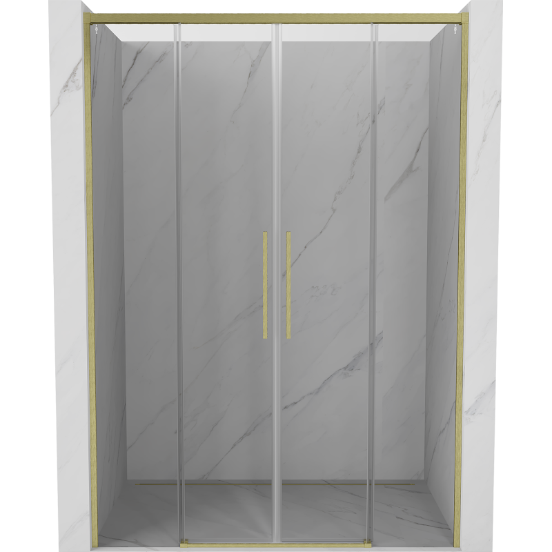 Mexen Rox Duo portes de douche coulissantes 150 cm, transparentes, or brossé - 8C2-150-002-55-00