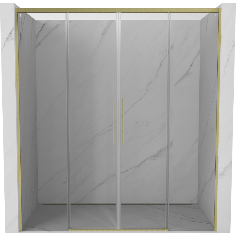 Mexen Rox Duo portes de douche coulissantes 180 cm, transparentes, or brossé - 8C2-180-002-55-00