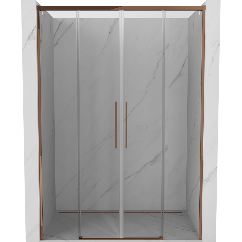 Mexen Rox Duo porte de douche coulissante 160 cm, transparent, or rose - 8C2-160-002-60-00