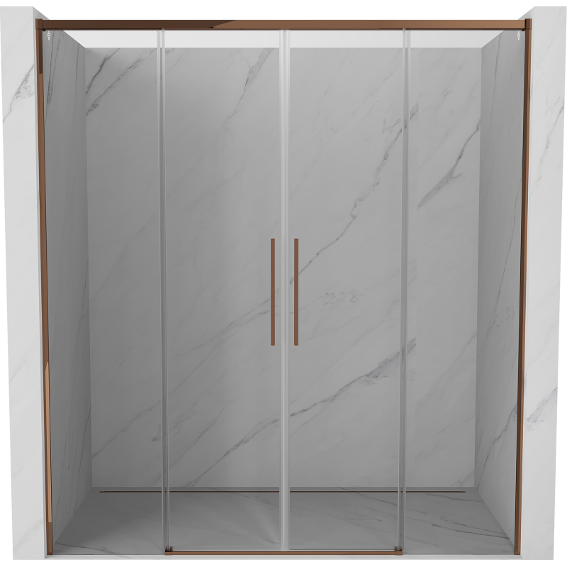 Mexen Rox Duo porte de douche coulissante 180 cm, transparent, or rose - 8C2-180-002-60-00