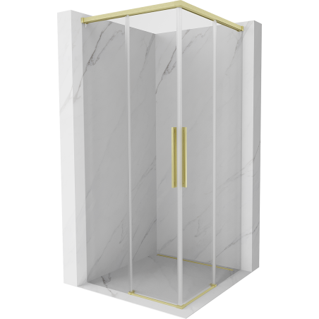 Mexen Rox Duo cabine de douche coulissante 75 x 75 cm, transparent, or brossé - 8C2D-075-075-55-00