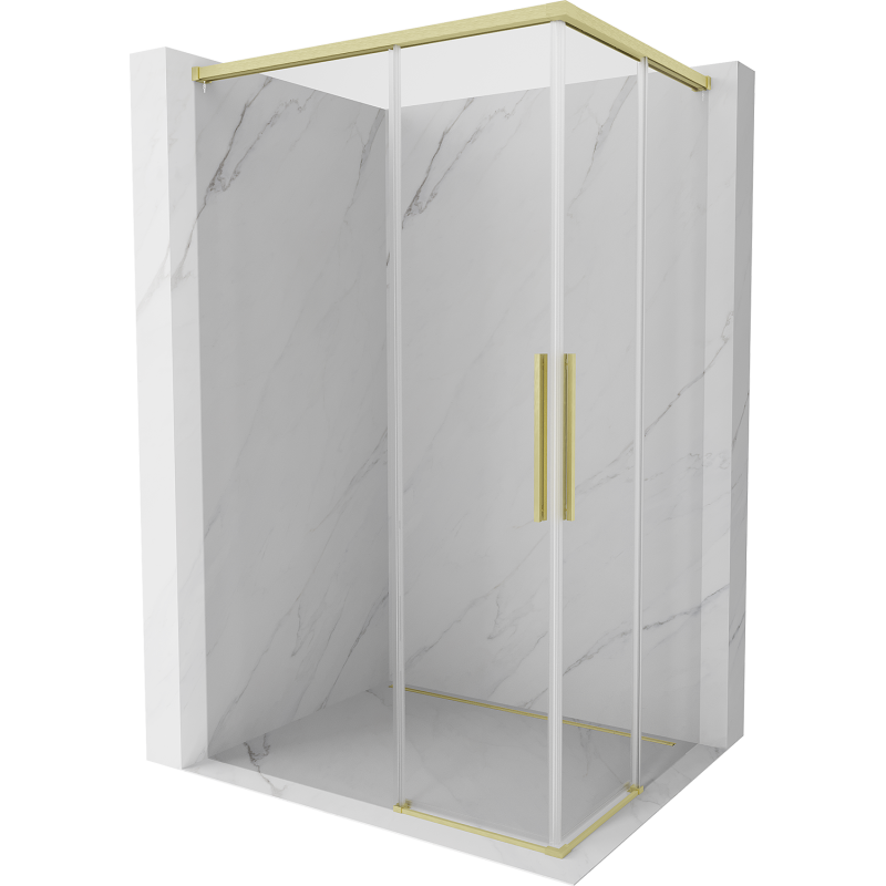 Mexen Rox Duo cabine de douche coulissante 85 x 75 cm, transparent, or brossé - 8C2D-085-075-55-00