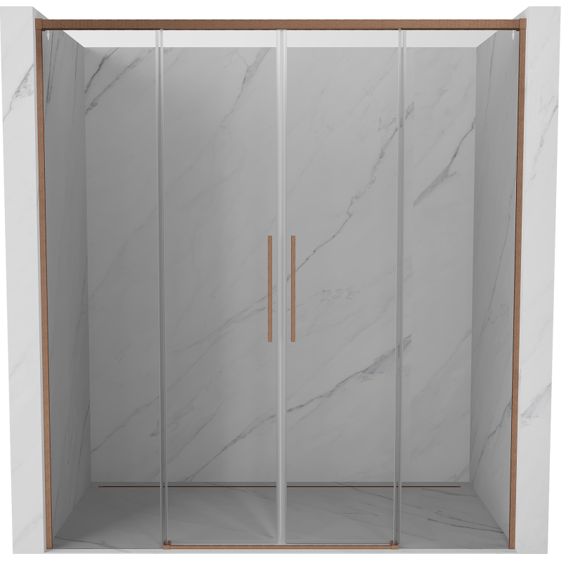 Mexen Rox Porte de douche coulissante duo 180 cm, transparent, cuivre brossé - 8C2-180-002-65-00