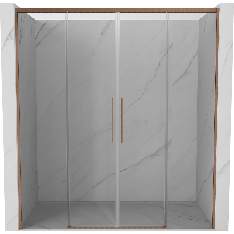 Mexen Rox Porte de douche coulissante Duo 200 cm, transparent, cuivre brossé - 8C2-200-002-65-00