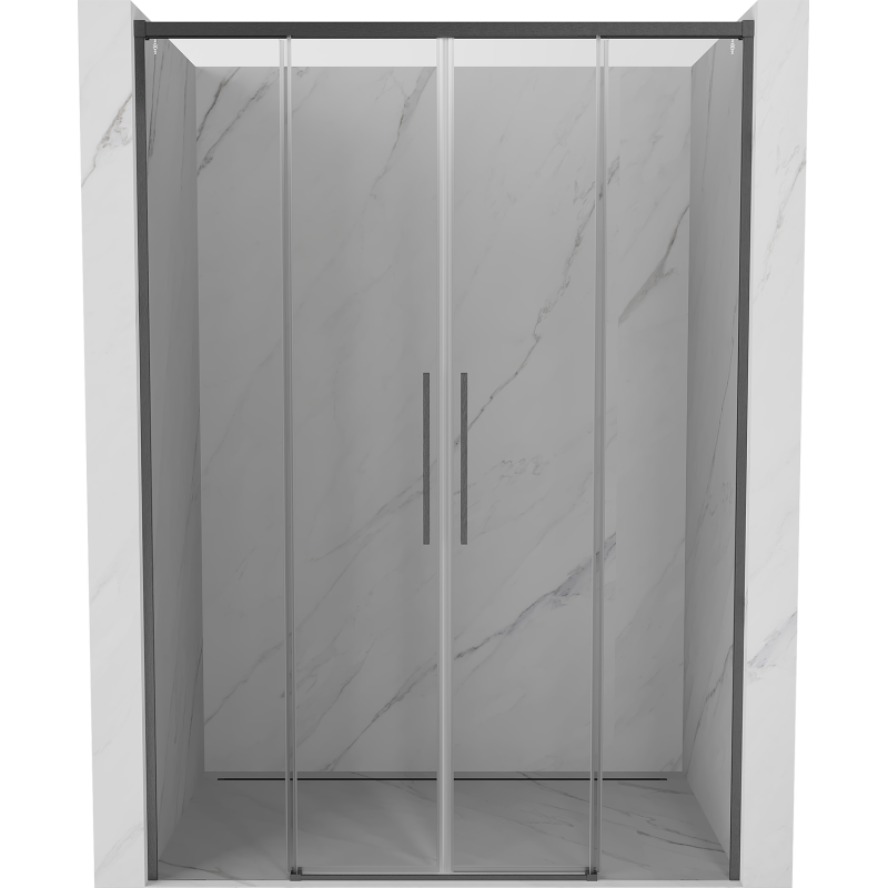 Mexen Rox Duo porte de douche coulissante 150 cm, transparent, gris canon brossé - 8C2-150-002-66-00