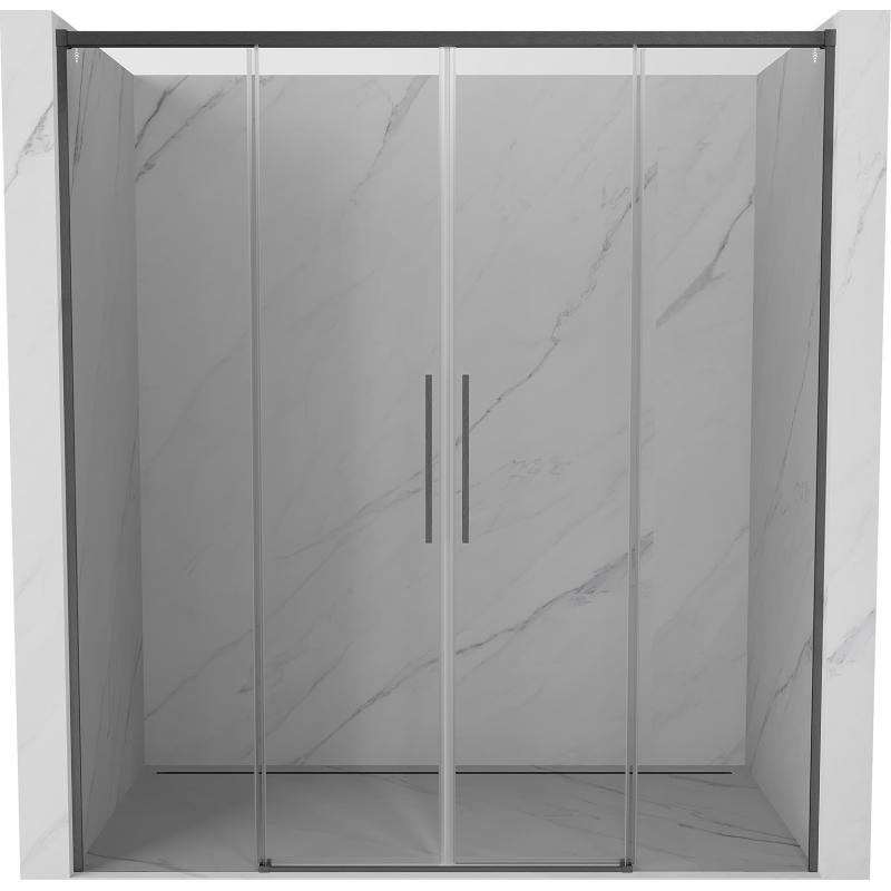 Mexen Rox Duo portes de douche coulissantes 180 cm, transparent, gris canon brossé - 8C2-180-002-66-00