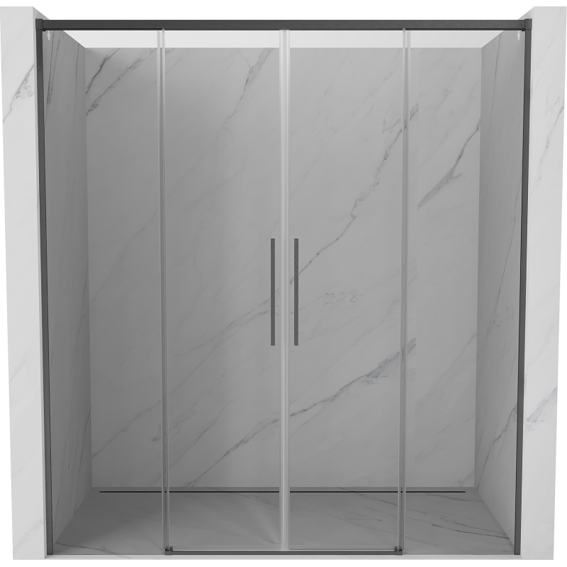 Mexen Rox Duo portes de douche coulissantes 190 cm, transparent, gris canon brossé - 8C2-190-002-66-00