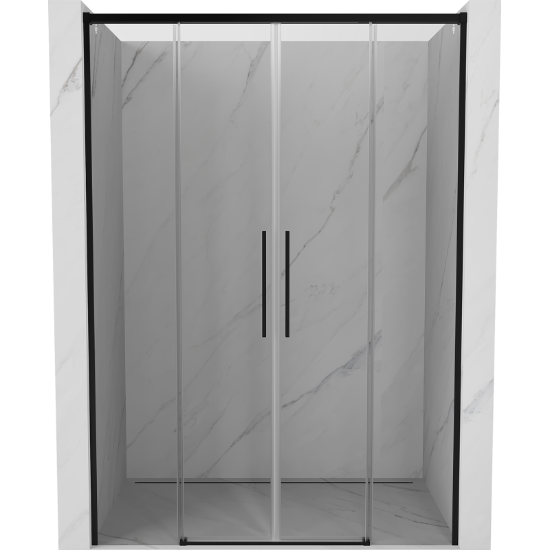 Mexen Rox Duo portes de douche coulissantes 140 cm, transparentes, noires - 8C2-140-002-70-00