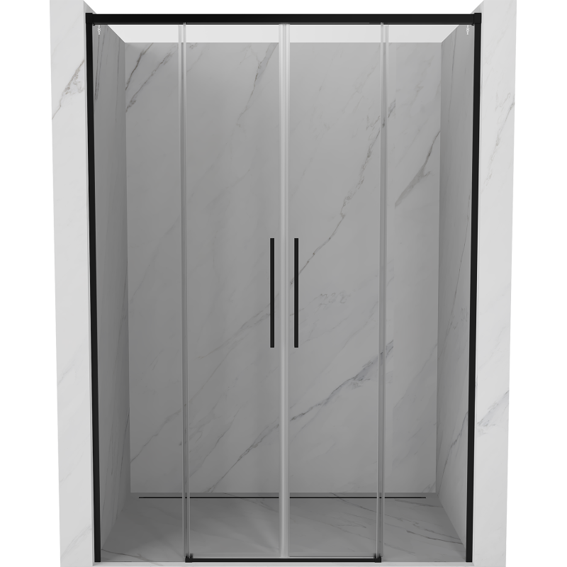 Mexen Rox Duo porte de douche coulissante 150 cm, transparent, noir - 8C2-150-002-70-00