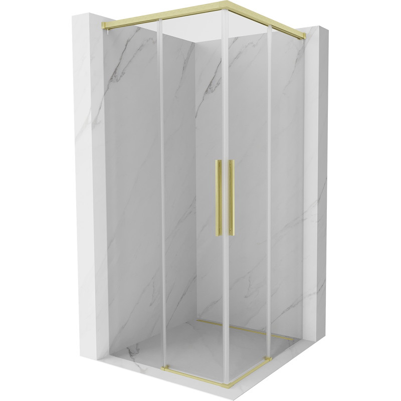 Mexen Rox Duo cabine de douche coulissante 80 x 80 cm, transparent, or brossé - 8C2D-080-080-55-00