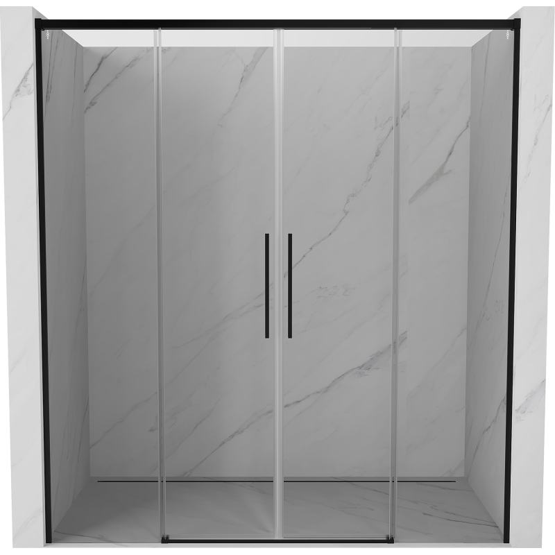Mexen Rox Duo portes de douche coulissantes 180 cm, transparentes, noires - 8C2-180-002-70-00