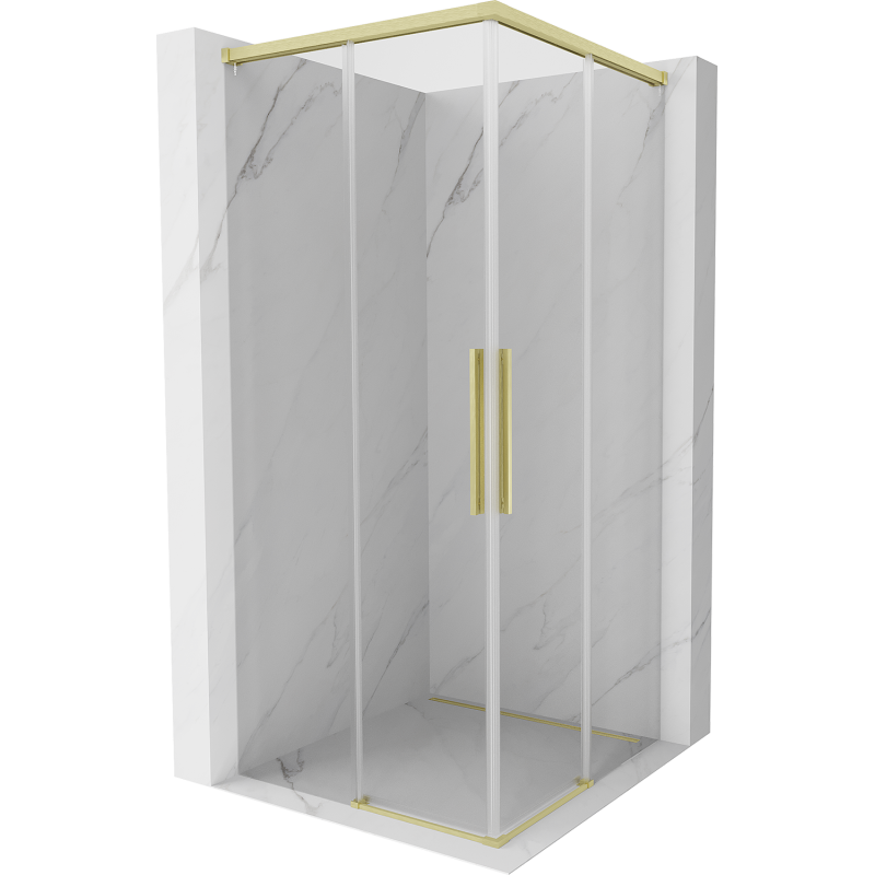 Mexen Rox Duo cabine de douche coulissante 100 x 100 cm, transparent, or brossé - 8C2D-100-100-55-00